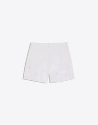 Bermuda baggy en denim brodé