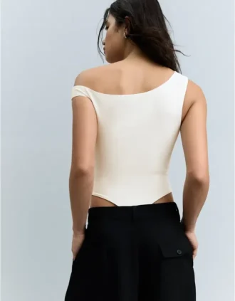 Body asymétrique à bretelles froncées