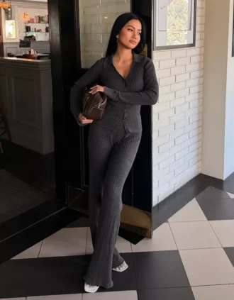 Cardigan à col polo côtelé – Pulls et gilets