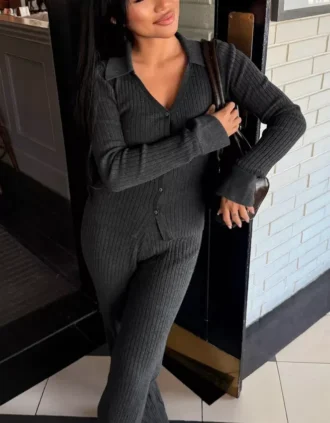 Cardigan à col polo côtelé – Pulls et gilets
