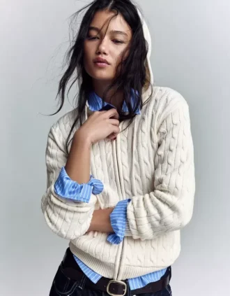 Cardigan zippé en maille torsadée – Pulls et gilets