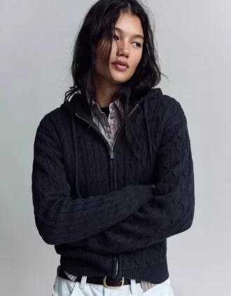 Cardigan zippé en maille torsadée – Pulls et gilets