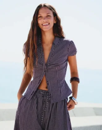 Chemise en popeline à manches courtes