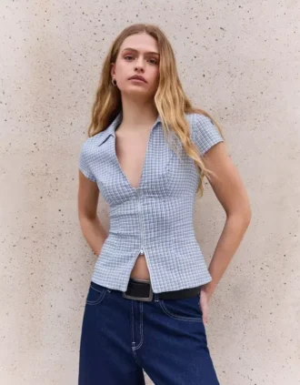 Chemise à manches courtes avec fermeture éclair – Chemises et blouses