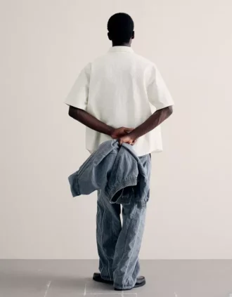 Chemise à manches courtes brodée, coupe carrée – Chemises – Homme