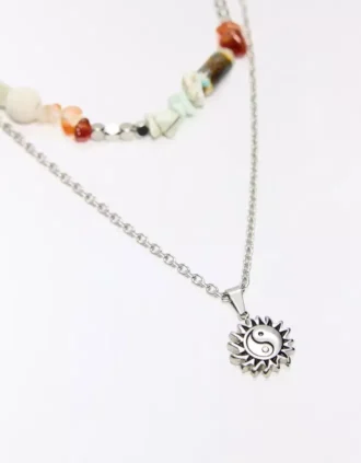 Collier en acier inoxydable et pierre – Accessoires