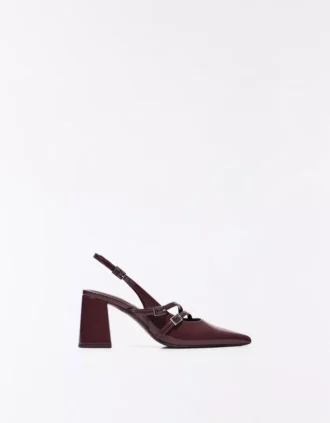Escarpins à talon bloc et bride arrière avec boucles – Chaussures à talons