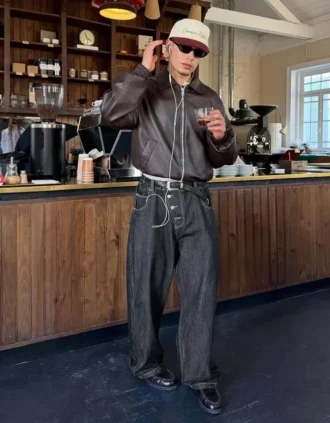 Jean droit à boutons croisés – Jeans