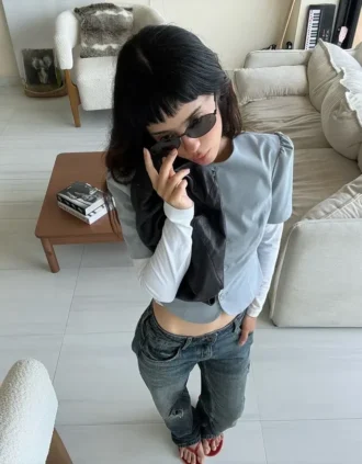 Jean droit déchiré à taille basse