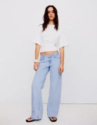 Jean taille basse à coupe droite – Pantalon