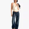 Jean taille basse à coupe droite – Pantalon Jean taille basse à coupe droite – Pantalon