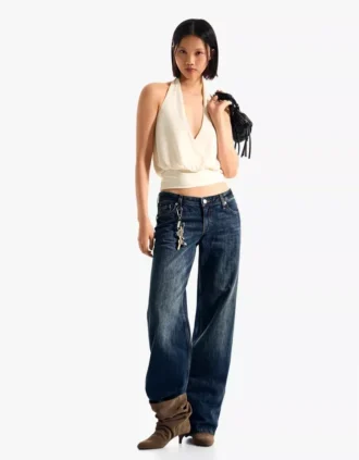Jean taille basse à coupe droite – Pantalon