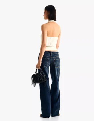Jean taille basse à coupe droite – Pantalon