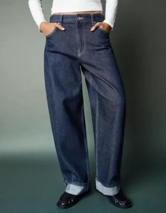 Jeans baggy taille basse avec ourlet retroussé – Pantalons Jeans baggy taille basse avec ourlet retroussé – Pantalons