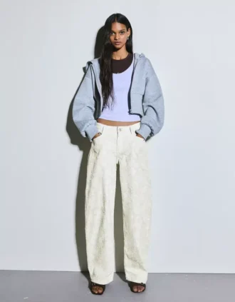 Jeans baggy taille basse à imprimé tonneau – Pantalons
