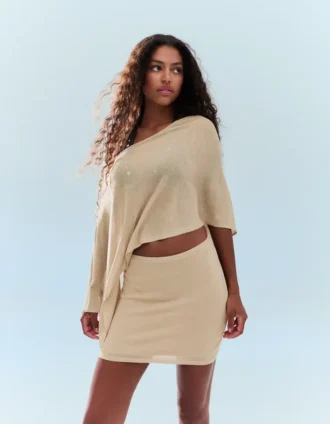 Mini-jupe à fils métalliques – Femme