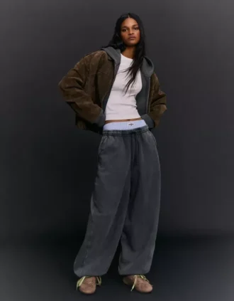 Pantalon bouffant en peluche avec cordons – Pantalon