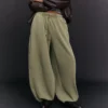 Pantalon bouffant en peluche avec cordons – Pantalon