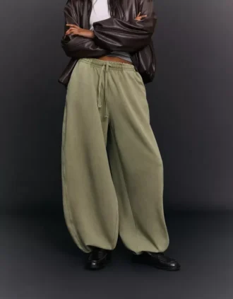 Pantalon bouffant en peluche avec cordons – Pantalon