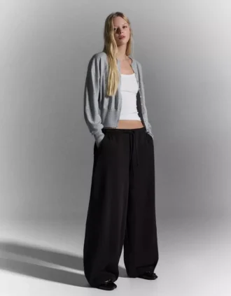Pantalon bouffant en peluche avec cordons – Pantalons – Femmes