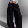 Pantalon bouffant en peluche avec cordons – Pantalons – Femmes