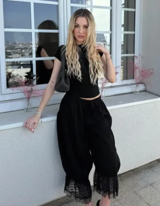 Pantalon court à entrejambe tombant en dentelle – #Bershkastyle – Femme