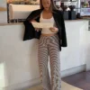Pantalon droit à imprimé rayé Pantalon droit à imprimé rayé