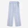 Pantalon en lin mélangé à rayures