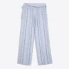 Pantalon en lin mélangé à rayures