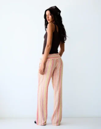 Pantalon en lin rayé