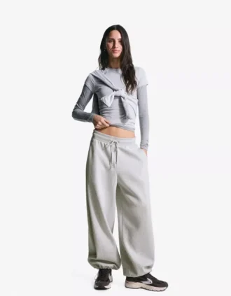 Pantalons bouffants en peluche avec cordons de serrage – Femme