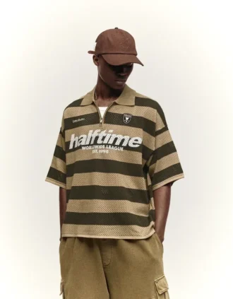 Polo à manches courtes en maille avec fermeture éclair – T-shirts et Polos