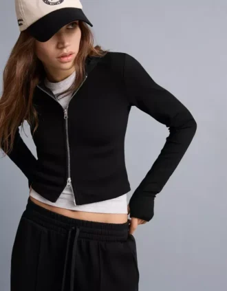 Sweat à capuche en mélange de modal avec fermeture éclair – Sweats et hoodies