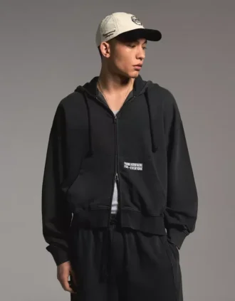 Sweat-shirt Fit à col zippé et imprimé – Sweats et hoodies – Homme
