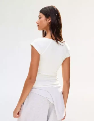 T-shirt à manches courtes froncé