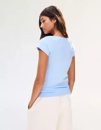 T-shirt à manches courtes froncé – Femme