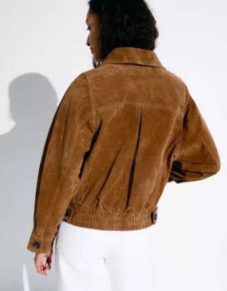 Veste en cuir suédé à double boutonnage – Vestes et trenchs Veste en cuir suédé à double boutonnage – Vestes et trenchs