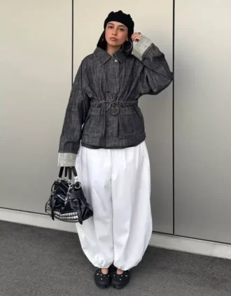 Veste en denim texturé oversize Veste en denim texturé oversize