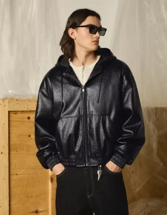 Veste en Faux Leather avec capuche – Vestes Veste en Faux Leather avec capuche – Vestes