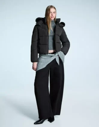 Veste Puffer déperlante avec capuche en fourrure – Vestes et trenchs