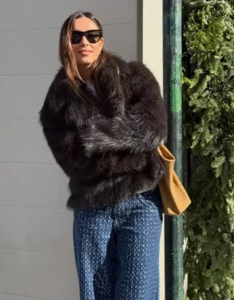 Veste à revers en fausse fourrure – #Bershkastyle – Femmes
