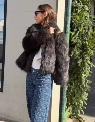 Veste à revers en fausse fourrure – #Bershkastyle – Femmes