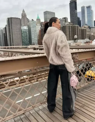 Veste à revers en fausse fourrure – Femme